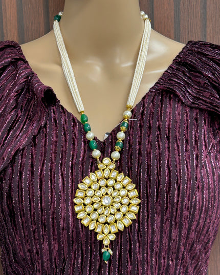 Big pendant kundan necklace - Kurti Connection USA