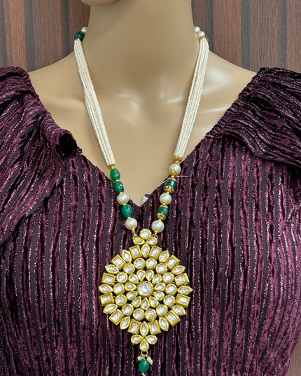 Big pendant kundan necklace - Kurti Connection USA