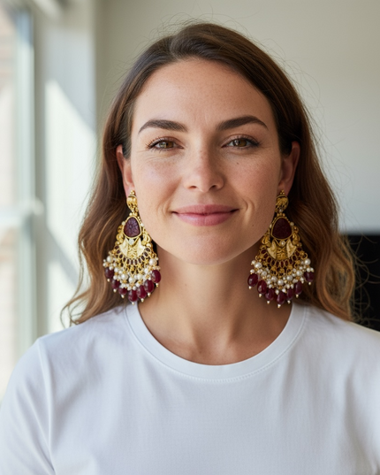 Antique gold finish earrings - Kurti Connection USA