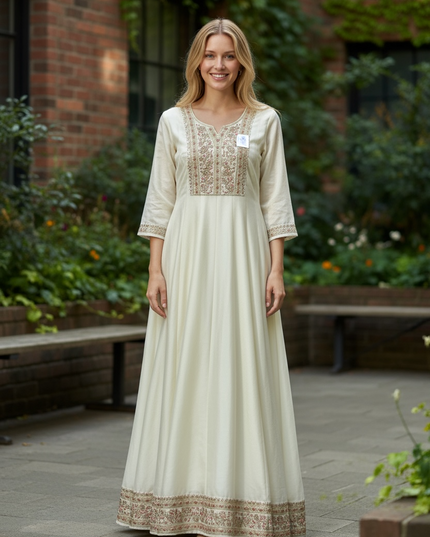 Silk long kurti set - Kurti Connection USA