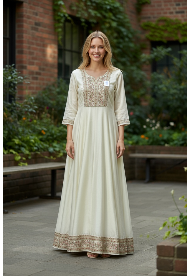 Silk long kurti set - Kurti Connection USA