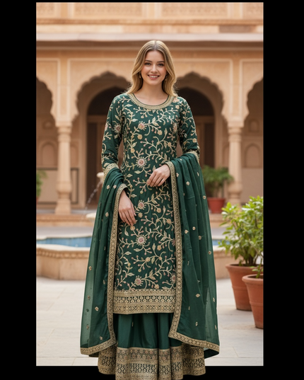 Silk sharara suit - Kurti Connection USA