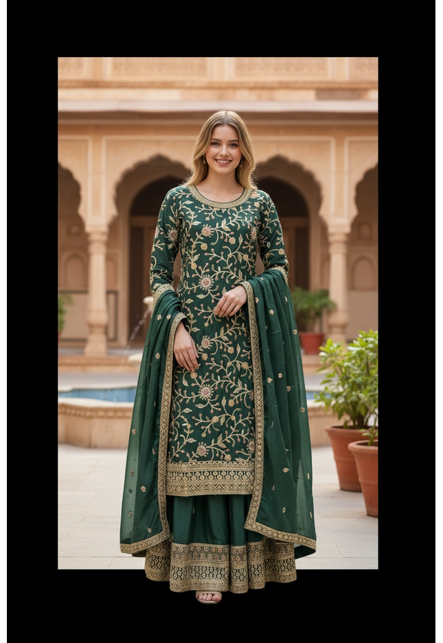 Silk sharara suit - Kurti Connection USA