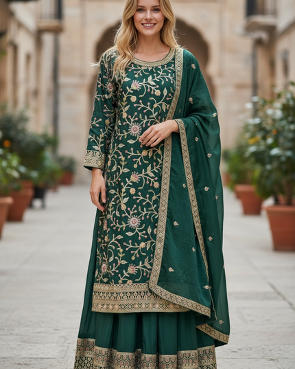 Silk sharara suit - Kurti Connection USA