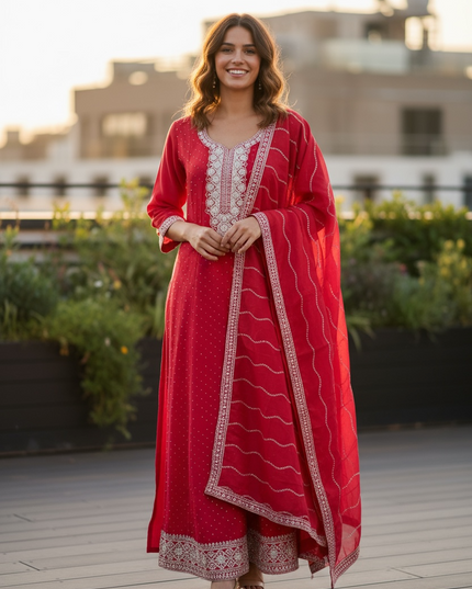 Chinon silk Anarkali set - Kurti Connection USA