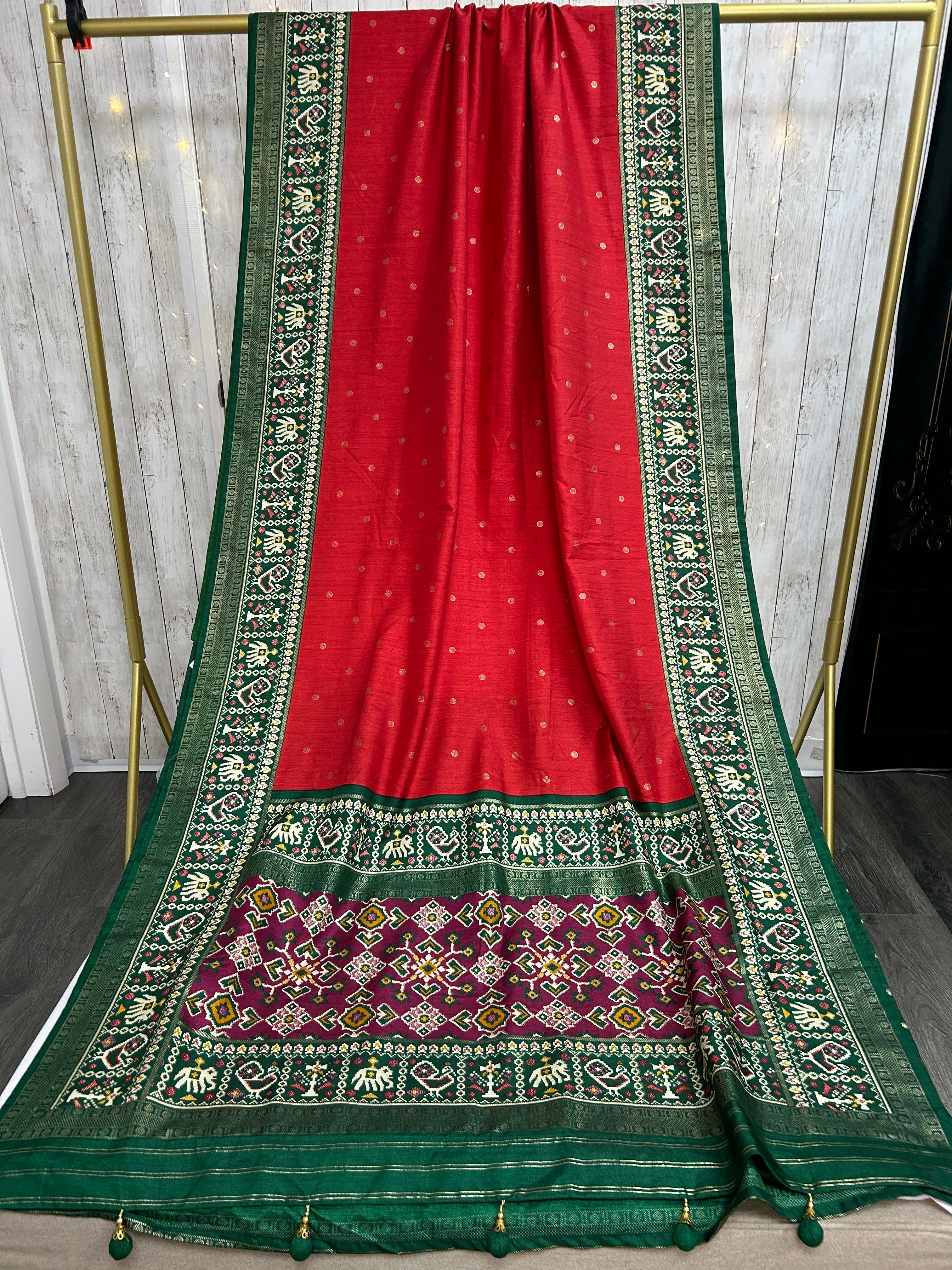 Red-green Dola silk saree