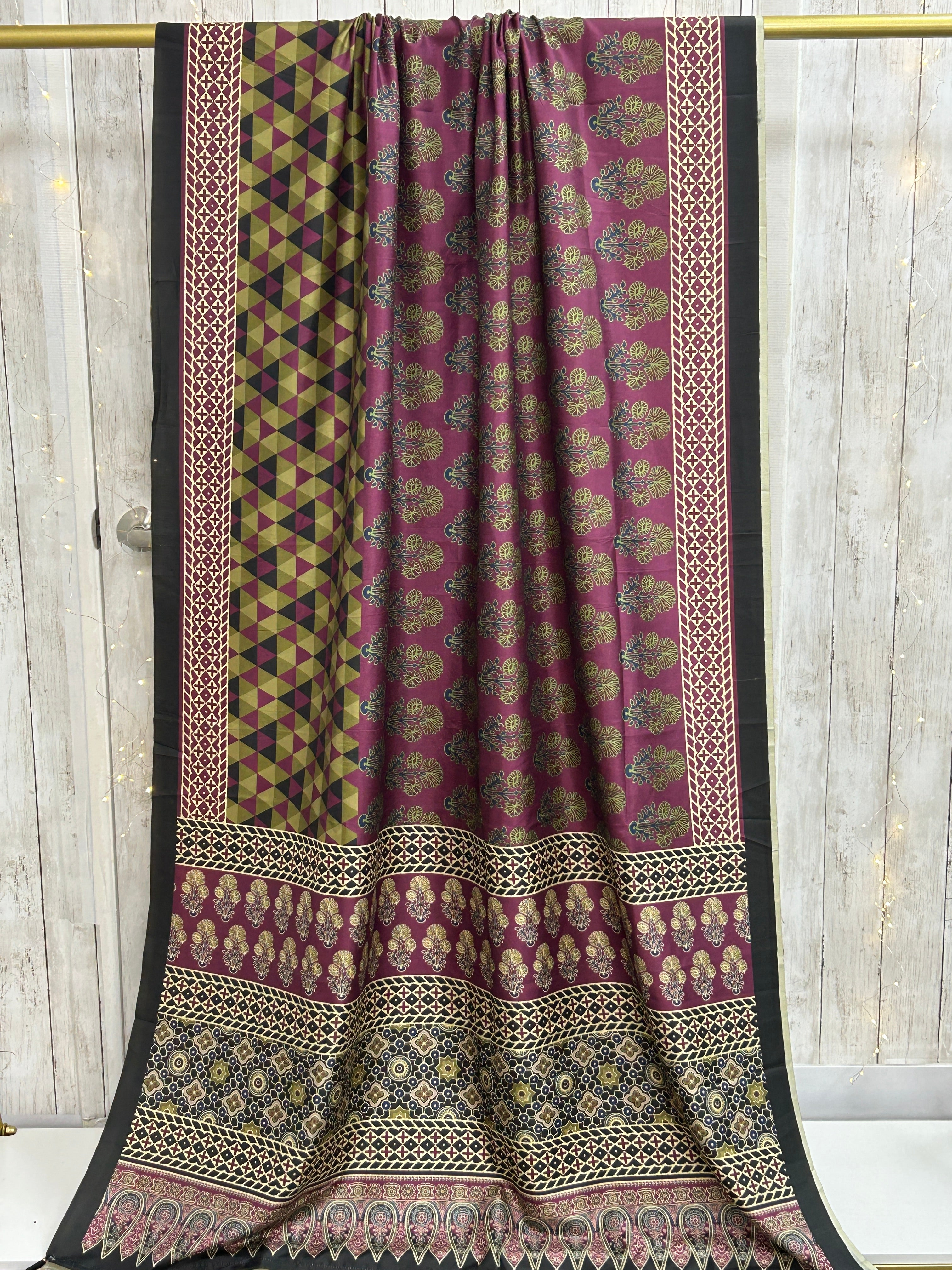 Ajrakh print saree
