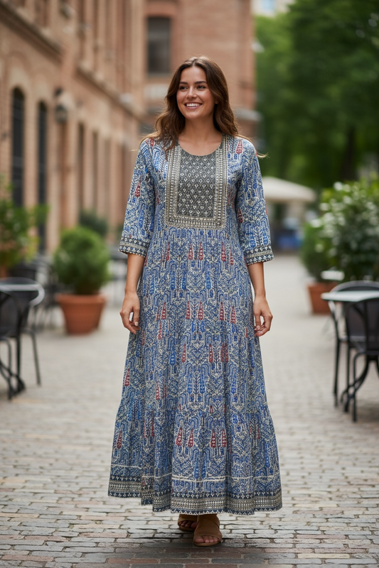 Printed cotton long kurti