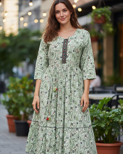 Printed cotton long kurti - Kurti Connection USA