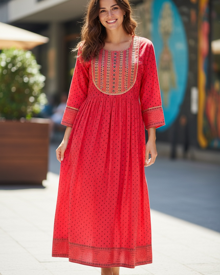 Cotton long kurti - Kurti Connection USA