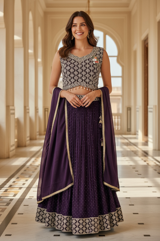 Chinon silk lehenga Choli set