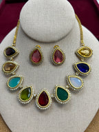 Multi color stone necklace set