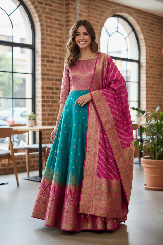 Silk long gown