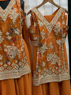 Indo western sharara set for Haldi mehandi function
