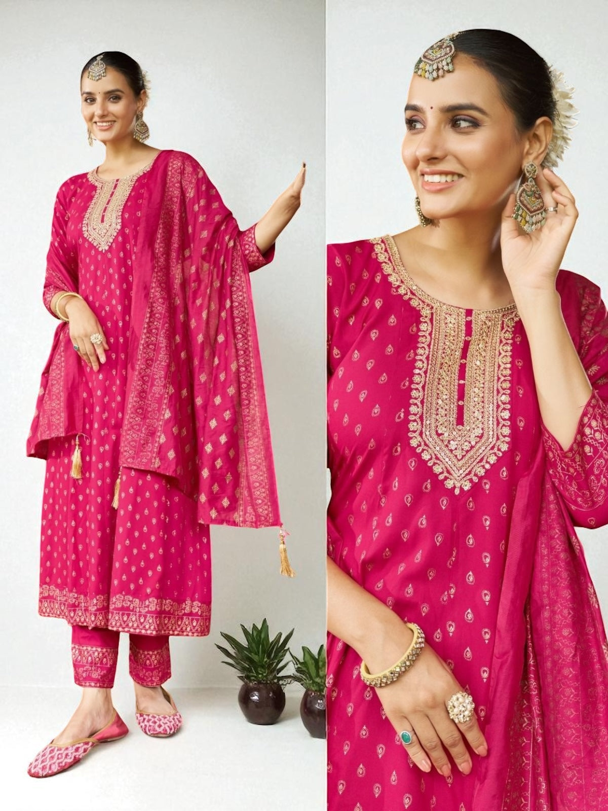 Pink : Plus size Kurti set