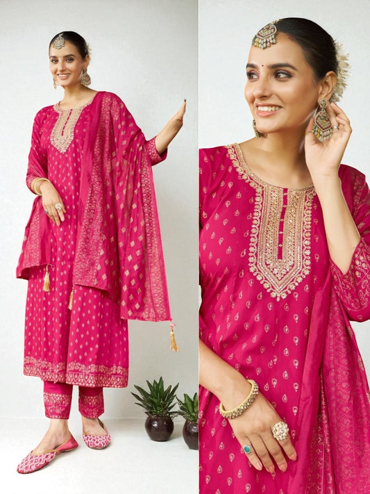 Pink : Plus size Kurti set