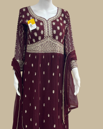 Party wear long gown : wine color - Kurti Connection USA