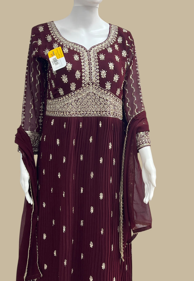 Party wear long gown : wine color - Kurti Connection USA