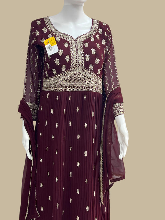 Party wear long gown : wine color - Kurti Connection USA