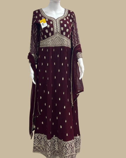 Party wear long gown : wine color - Kurti Connection USA