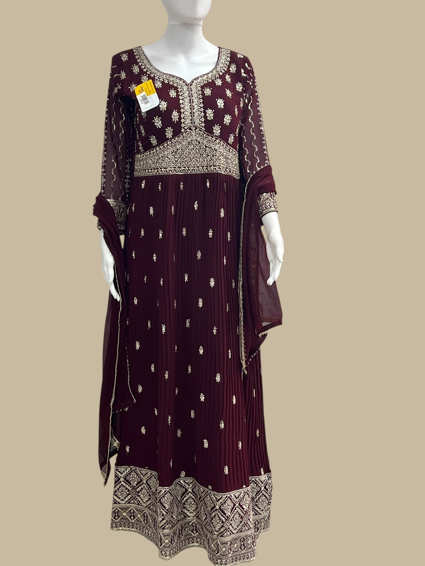 Party wear long gown : wine color - Kurti Connection USA