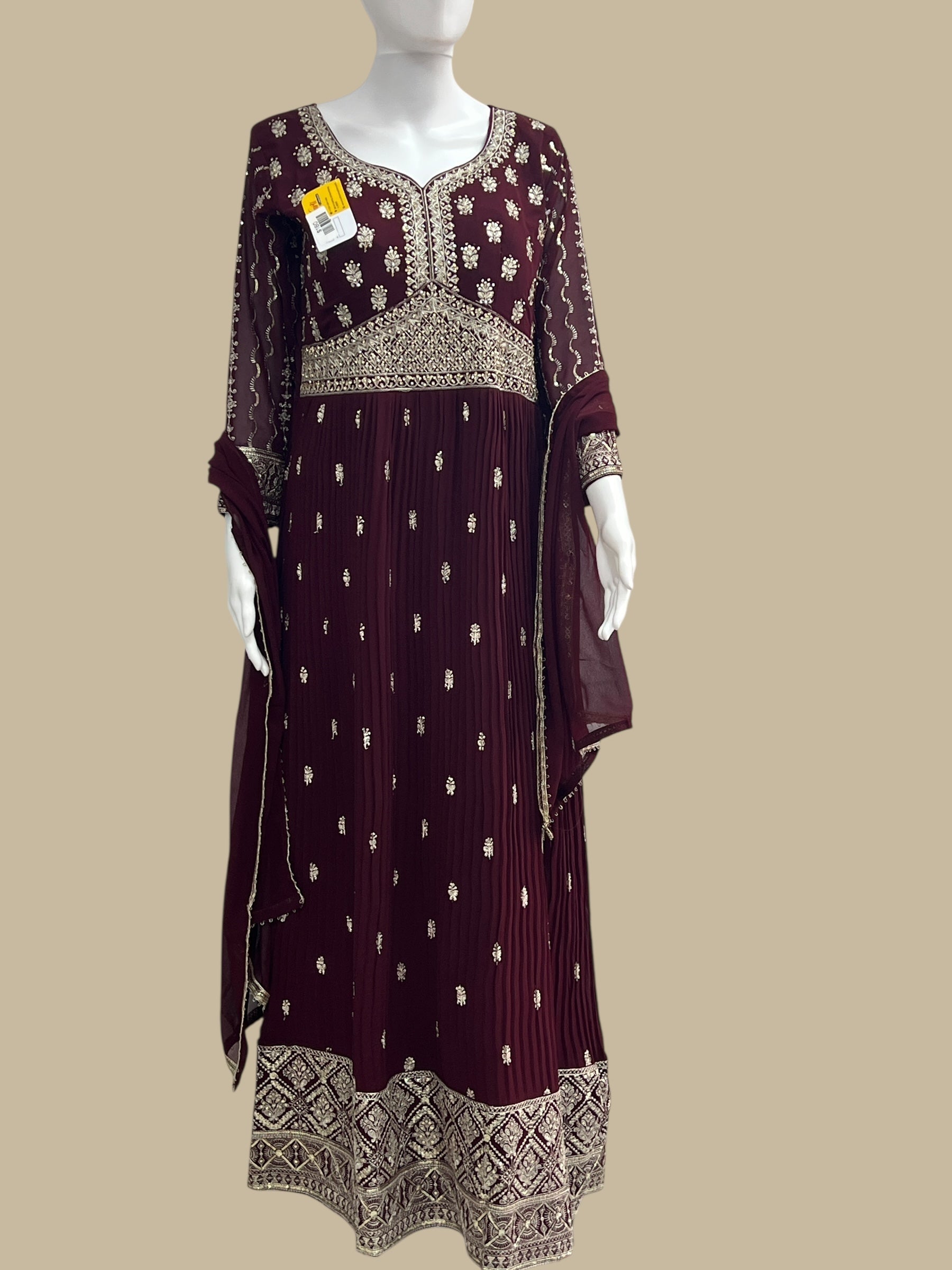 Party wear long gown : wine color - Kurti Connection USA
