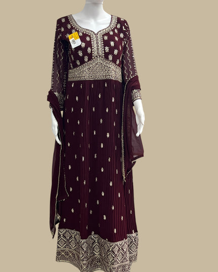 Party wear long gown : wine color - Kurti Connection USA