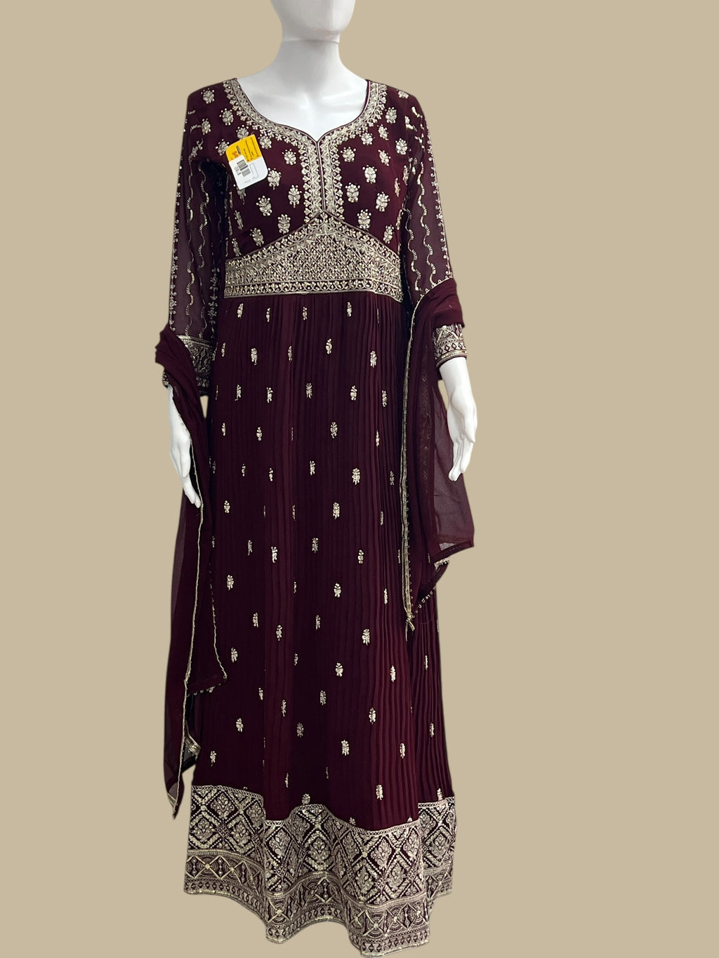 Party wear long gown : wine color - Kurti Connection USA