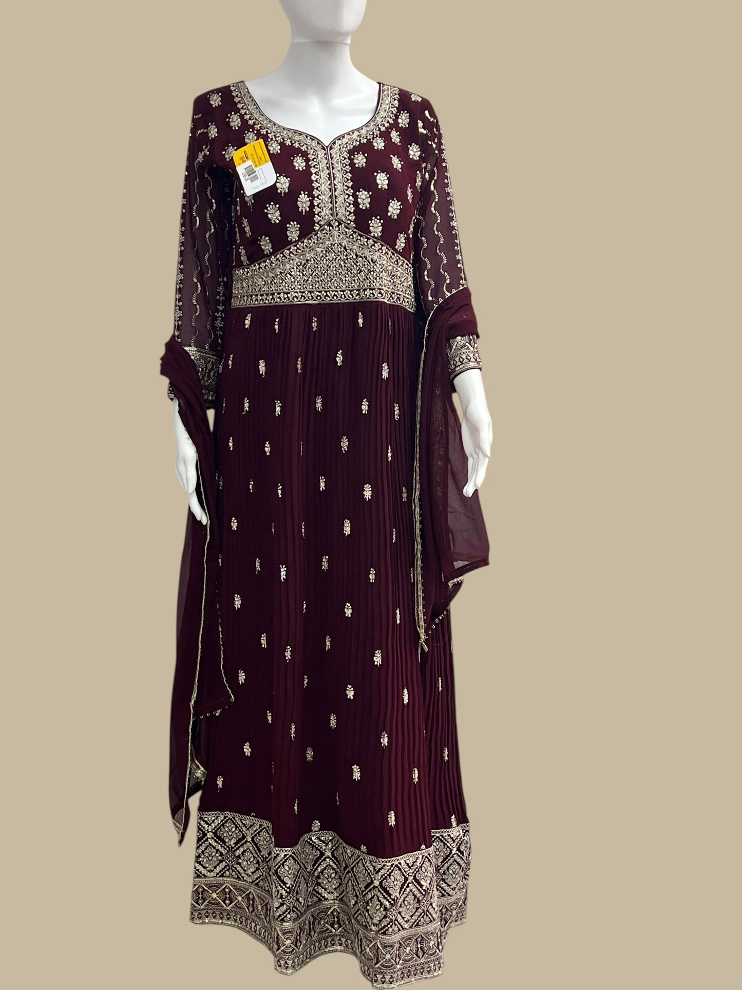 Party wear long gown : wine color - Kurti Connection USA