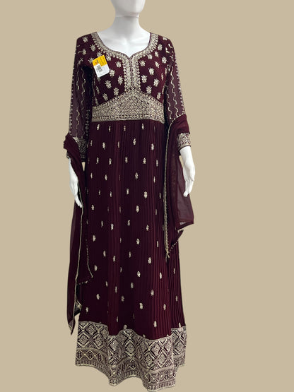 Party wear long gown : wine color - Kurti Connection USA