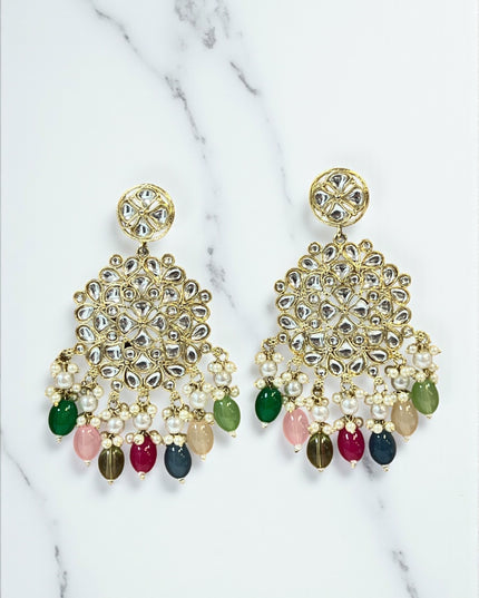 Kundan earrings: Multi color - Kurti Connection USA