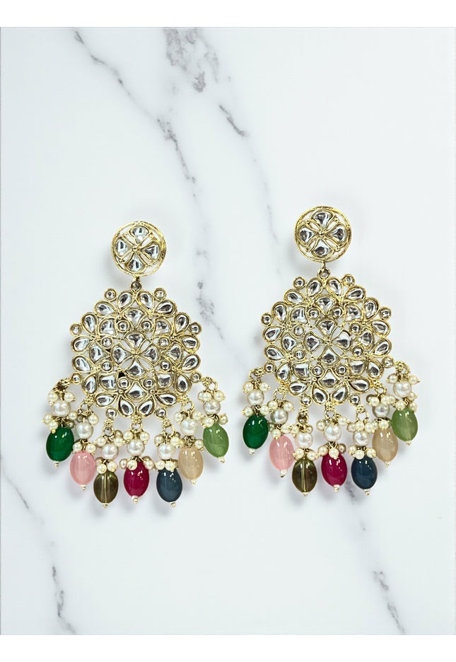 Kundan earrings: Multi color - Kurti Connection USA