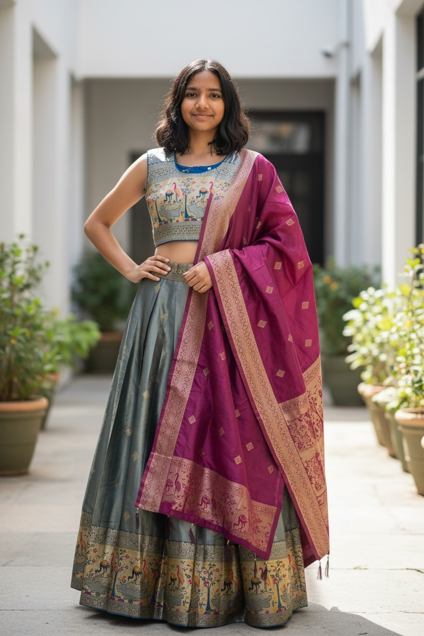Pattu lehenga for girls