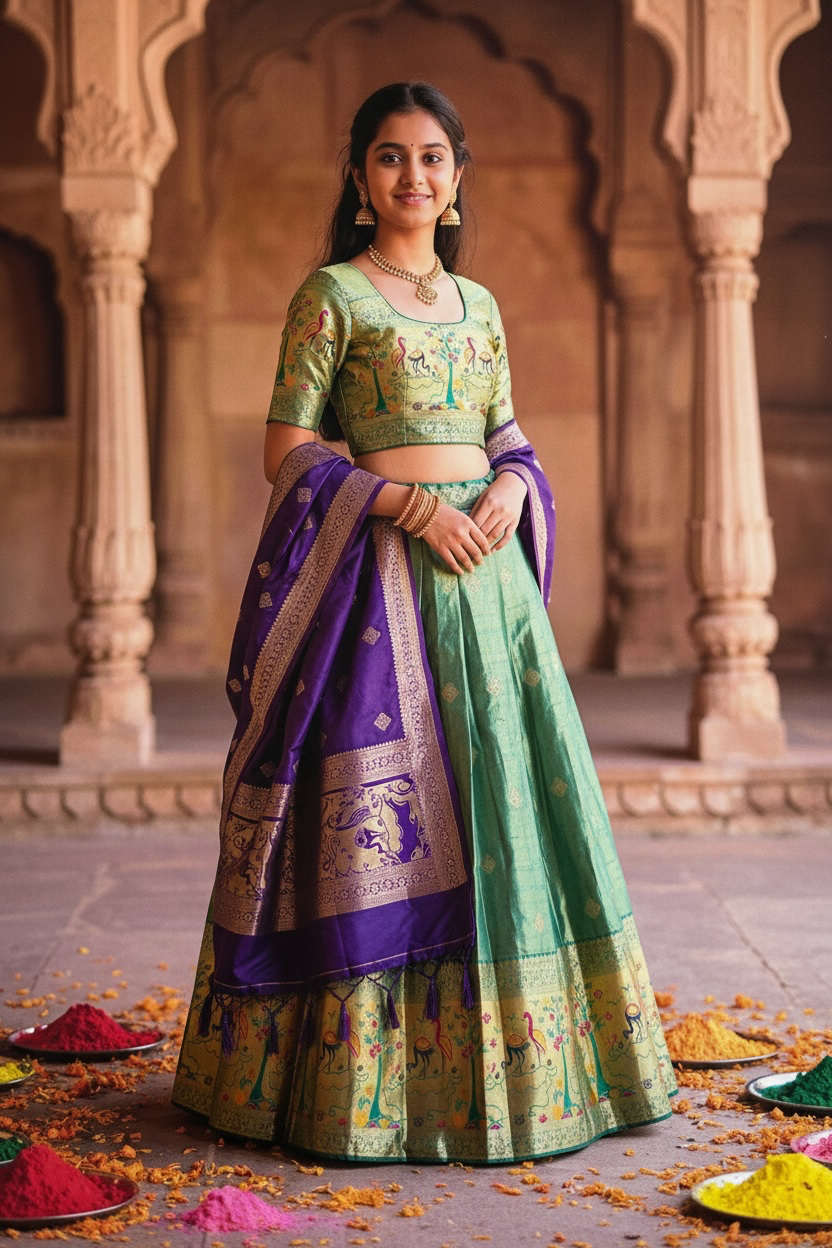 Pattu lehenga for girls