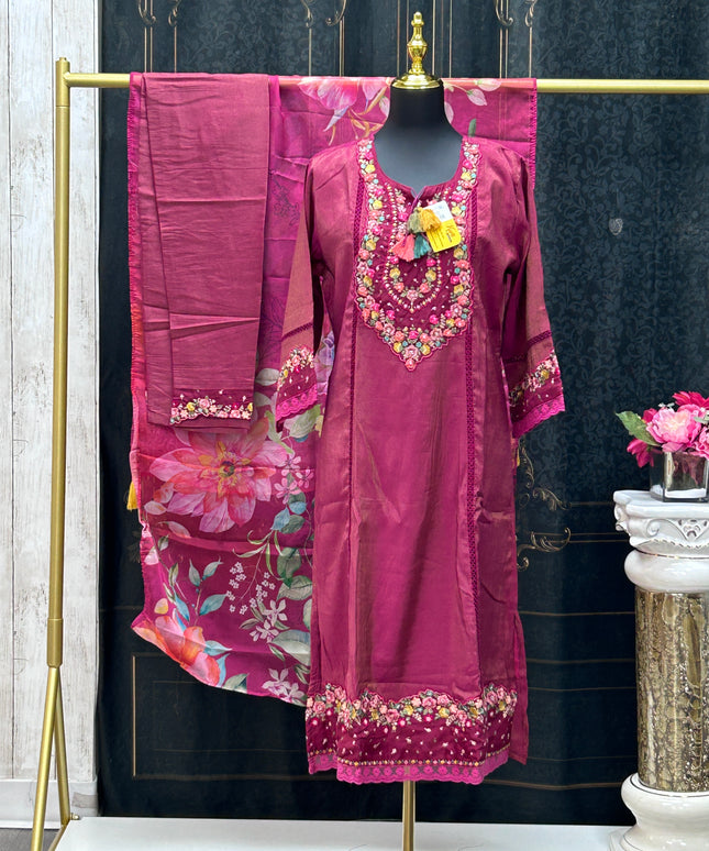 Shimmer silk salwar suit