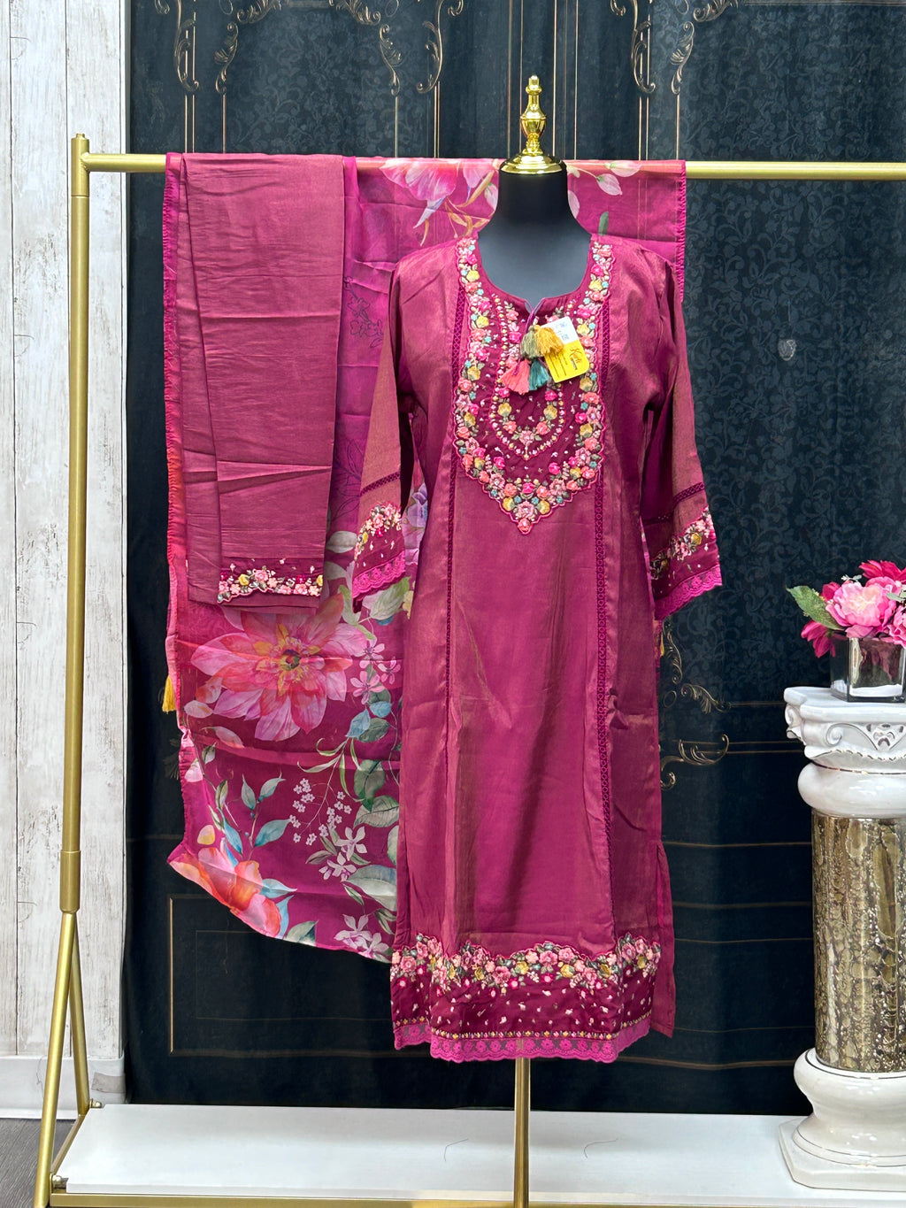 Shimmer silk salwar suit