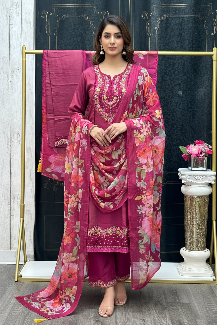 Shimmer silk salwar suit
