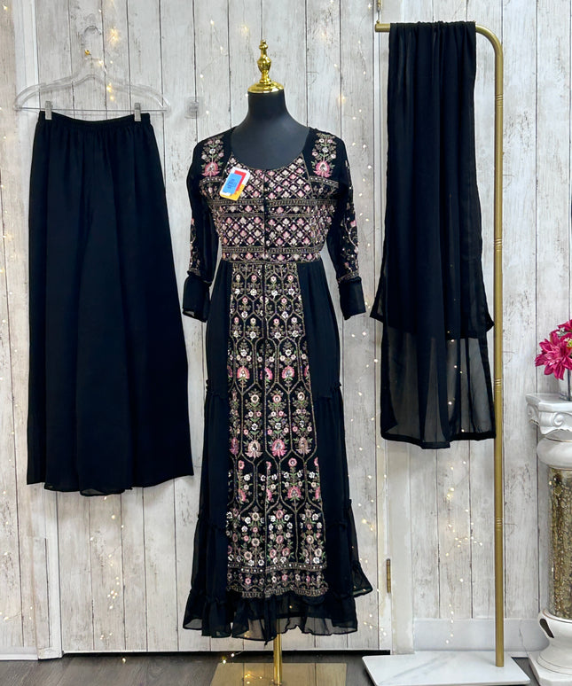 Black party wear Kurti set : perfect for wedding reception