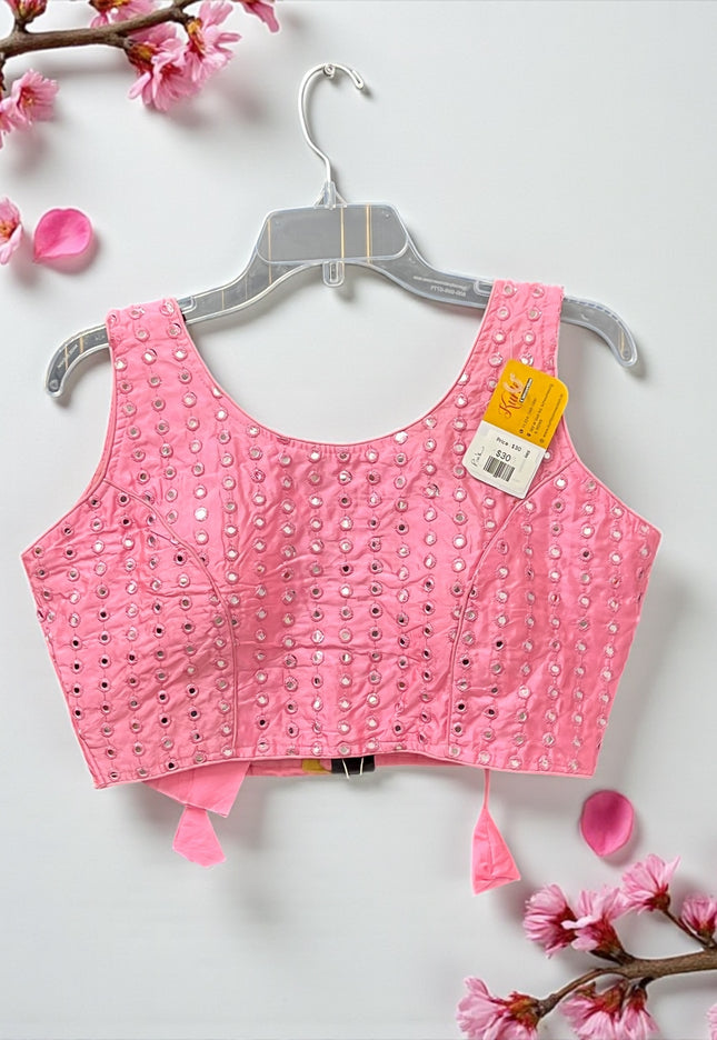 Readymade blouse with foil mirror work - Kurti Connection USA