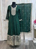 Emerald green Anarkali suit : for wedding guests
