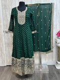 Emerald green Anarkali suit : for wedding guests