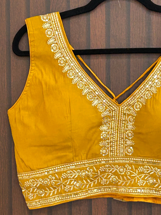 Mustard yellow blouse by Kurti Connection USA