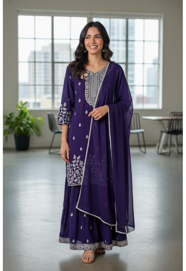 Chiffon sharara set
