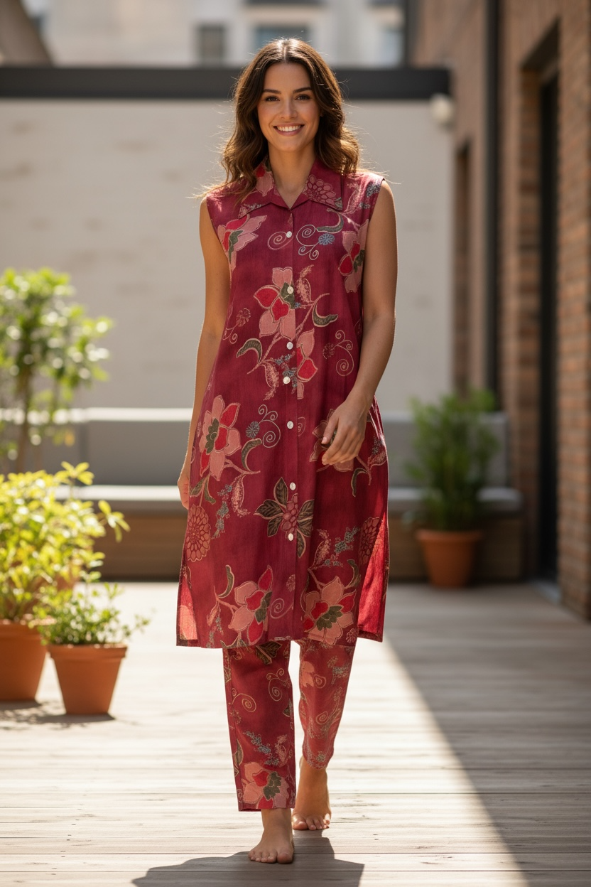 Linen cotton Co-Ord set by Kurti Connection USA