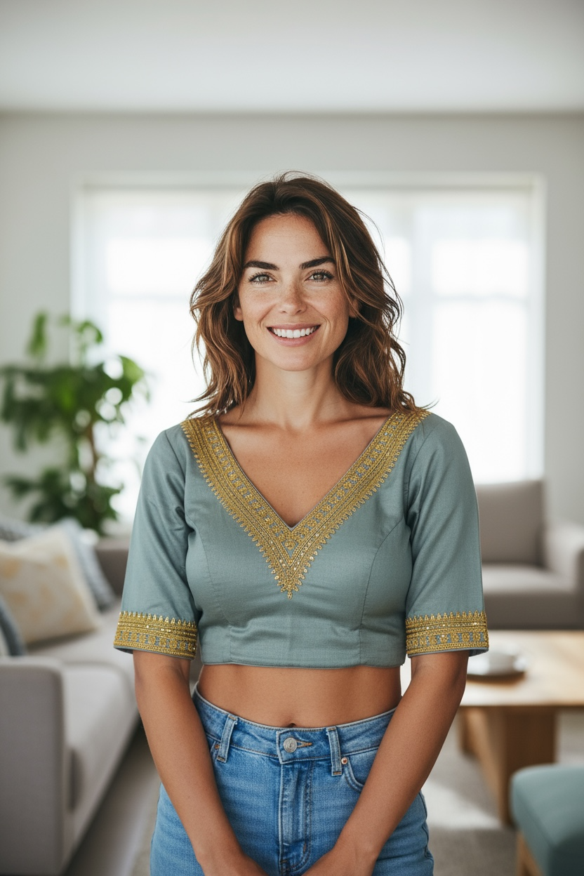 Silk blouse : grey by Kurti Connection USA