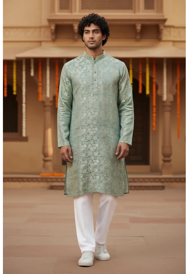 Men’s kurta pajama set : Jaquard silk
