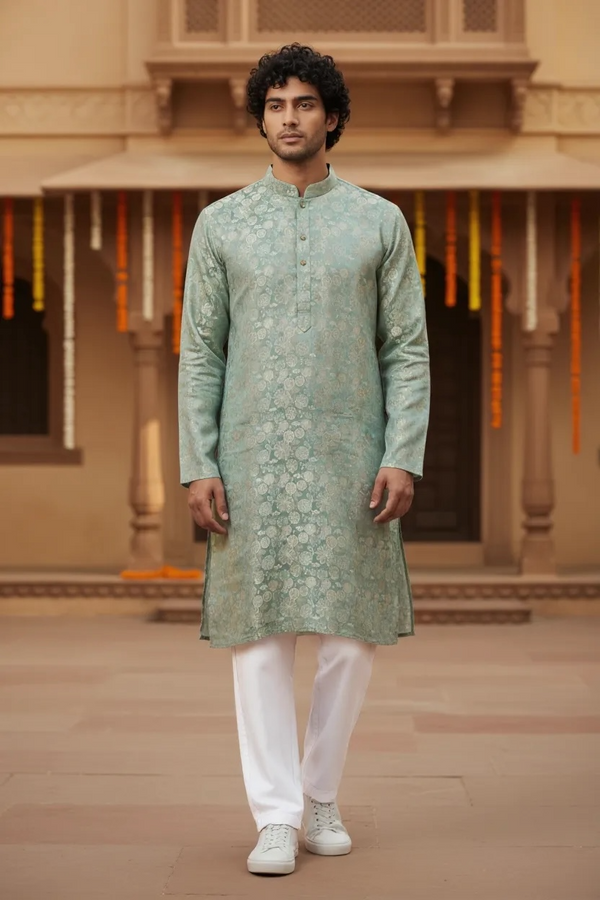 Men’s kurta pajama set : Jaquard silk by Kurti Connection USA