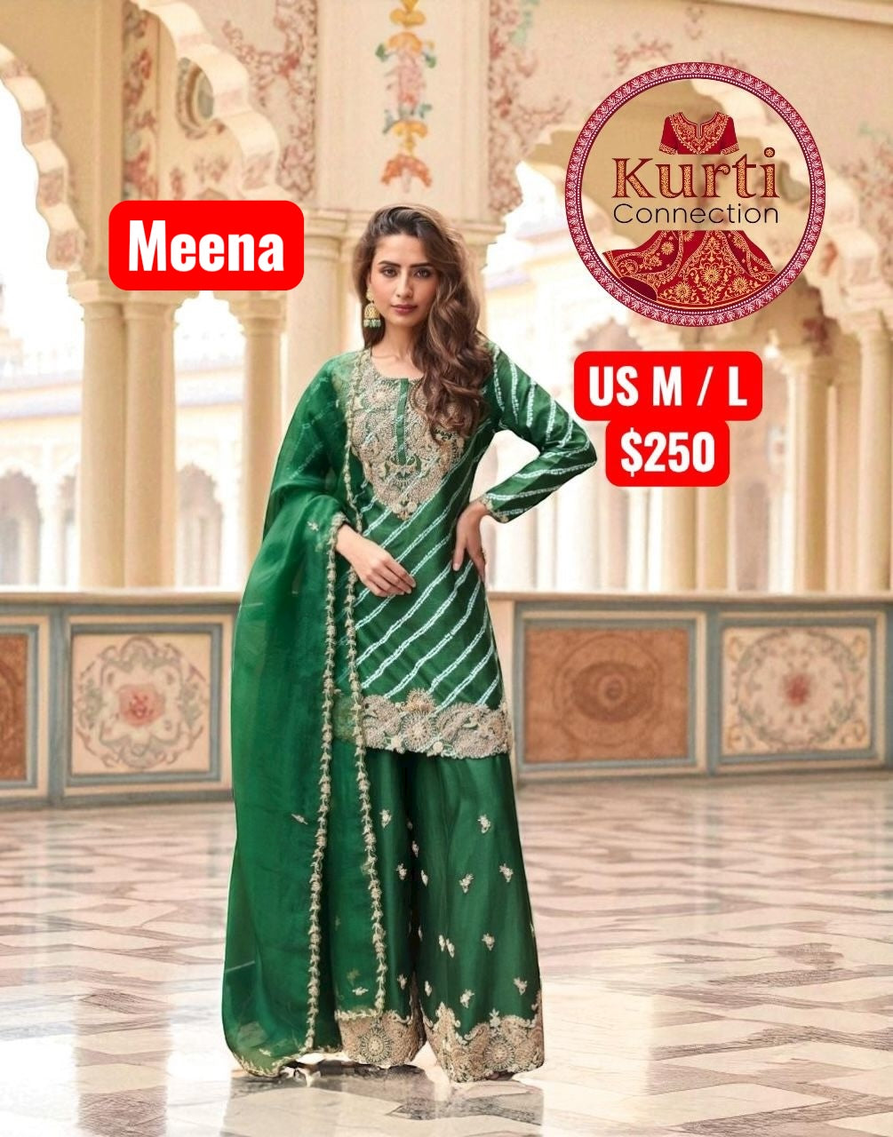 Meena : Silk sharara set by Kurti Connection USA
