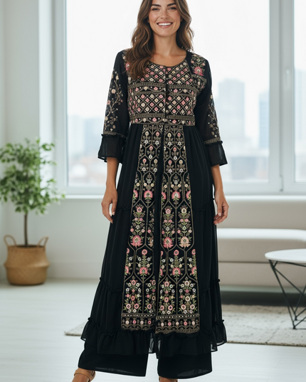 Party wear long kurti set with Plazzo pant