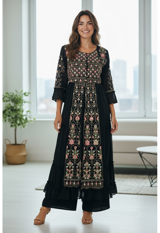 Party wear long kurti set with Plazzo pant